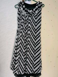 Black/white+Orange anarkali kurti..