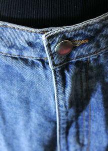 Unisex Blue Denim High Waist Baggy Jeans