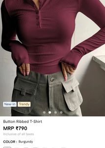 Button Top -black, Maroon, White