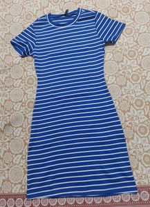 Blue Striped T-Shirt Dress