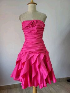 Pink Strapless Ruffle Dress