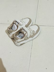 Toddler White &amp; Tan Sneakers