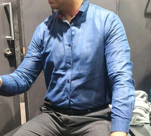 Blue Patterned Casual Shirt