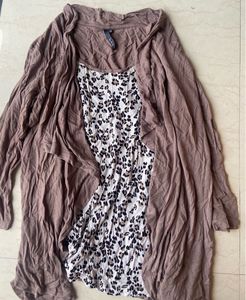 y2k leopard print top with attached shrug
