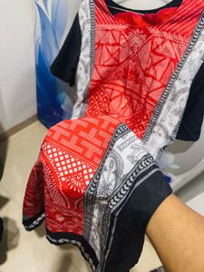 Red &amp; Black Printed Kurti