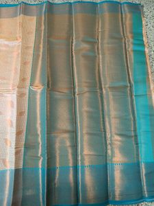 Elegant Cream n Green Semi Silk Saree