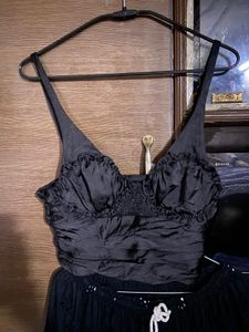 Black Cami Top With Long Frill Skirt