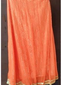 Orange Embroidered  Top&amp; Skirt