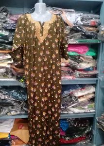 Floral Print Brown Nightgown