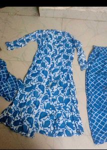 Blue Printed Kurta Set