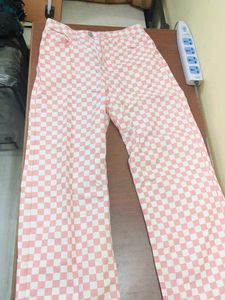 Checkered pink &amp; white Pants