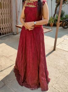 Elegant Maroon Sleeveless Gown