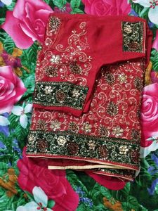 Elegant Red Embroidered Saree