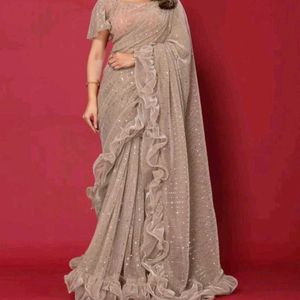 New Ruffle Pallu Sari With Stitched Blouse 40