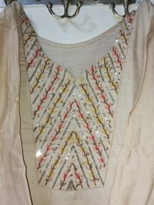 Glace Cotton, Sikvens Work, Round Neck, Pent Length 35,A Beautiful Organza Dupata