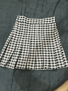 y2k pink&black pleated skirt