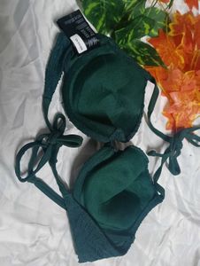 148.Green Halter Bikini Top 34B