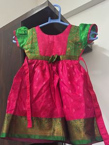 Cute Pink &amp; Green Ethnic Dress