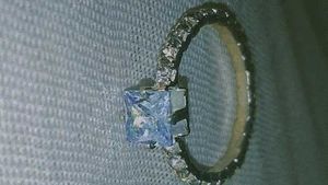 White Stone With Shining Diamond Ring