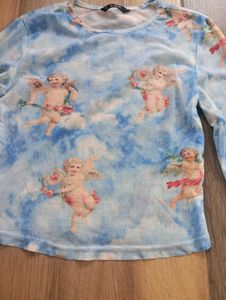 Angel Print Mesh Top