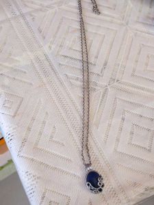 Elegant Blue Stone Pendant Oxidised Necklace