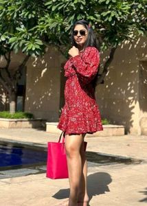 Red Print Mini Dress