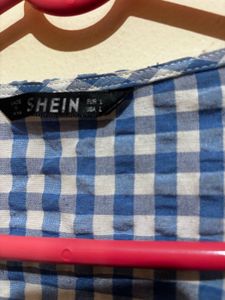 Blue Gingham Tie-Front Top