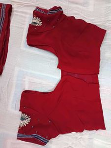 Red Embroidered saree