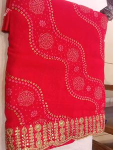 rose color Embellished Saree
