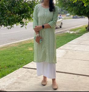 Light Green Chikankari Kurti Set