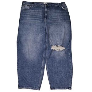 Ripped Denim Wide Leg Baggy  Jeans