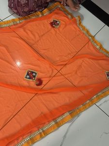 Elegant Blue &amp; Orange Saree