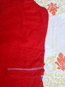 Red Self Print Kurta
