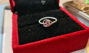 Silver Ring with Pink Stone # fixed price