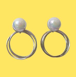 Pearl Hoop Earring, Drop Earring, Unique Earring