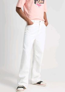 Iconic Men&#39;s White Wide Jeans