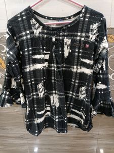 Black Color Frill Hand Top &amp; Kurti