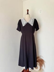Korean Style Black Midi Dress