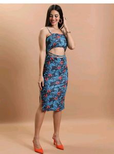 With Tag Floral Cutout Midi Dress