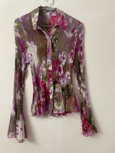 Floral Print Pleated Shirt💚