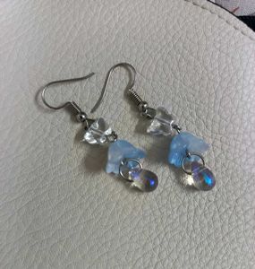 💙 Handmade Blue Crystal Flower Drop Earrings ✨