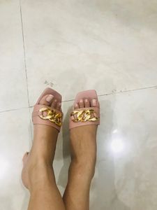 Pink Chain Detail Slides