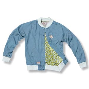 Vintage Sky Blue Varsity Bomber Jacket