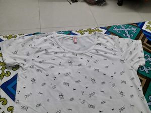 White Graphic Print Tee
