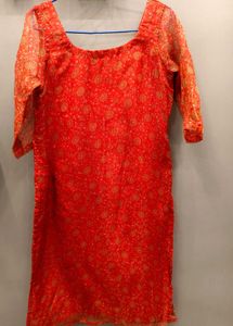 Elegant Red Floral Printed Kurta