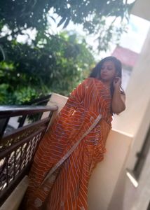 Beautiful Coral Georgette Saree