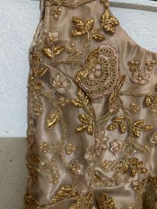 Nude Golden Embroidered Weading Dress