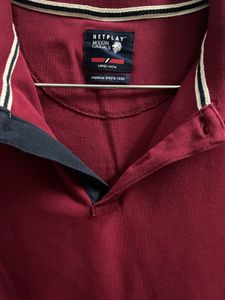 Burgundy Cotton Polo Shirt
