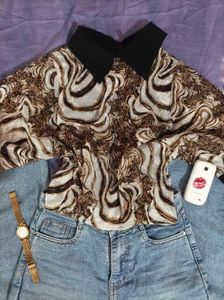 Y2k animal print oversized top