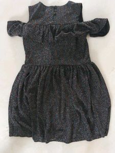 Shimmering Multicolour Offshoulder Dress For Kids